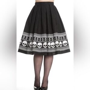 HELL BUNNY Clara Skull Christmas Holiday Skirt